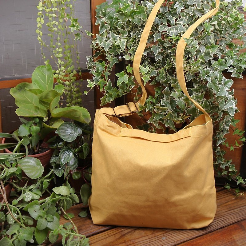 2 way canvas tote bag-Yellow No.2 - กระเป๋าแมสเซนเจอร์ - ผ้าฝ้าย/ผ้าลินิน 