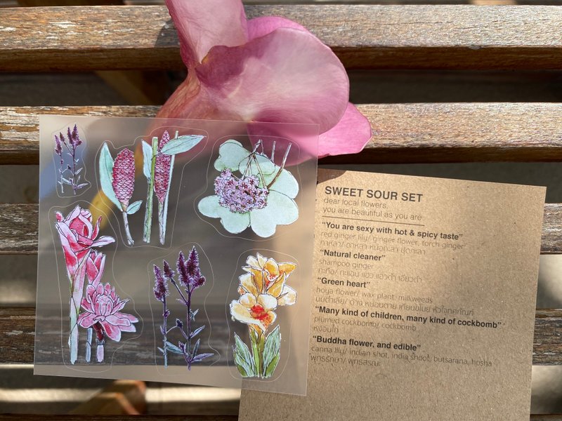 Local flower sticker - SWEET SOUR SET - สติกเกอร์ - วัสดุกันนำ้ สีใส