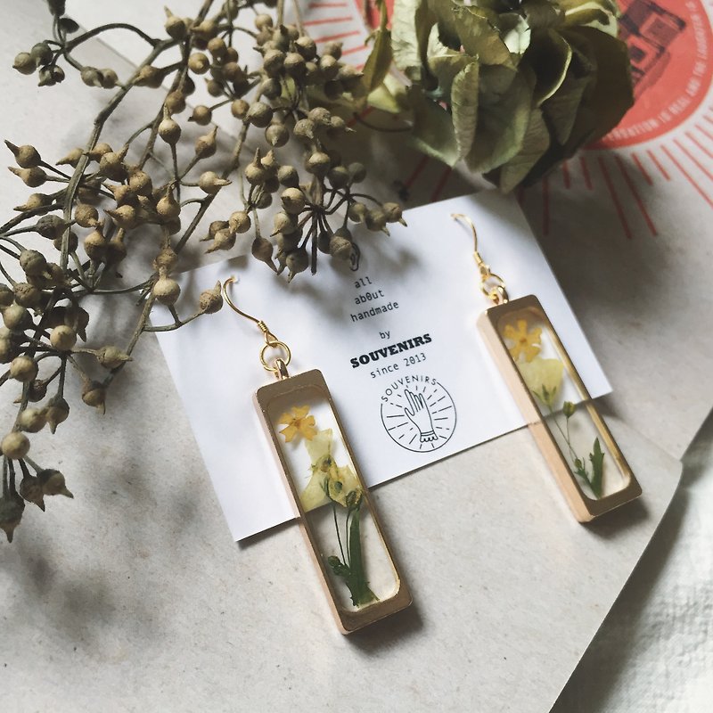 |Souvenirs| Original handmade/Yellow small cherry blossom/Long 925 sterling silver gold-plated earrings Clip-On - Earrings & Clip-ons - Plants & Flowers Yellow