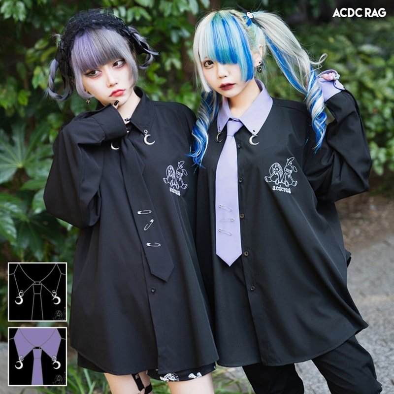 新月魔女兔娃娃刺繡月亮長袖襯衫ACDC RAG台灣代理JA0752 - 女襯衫 - 其他材質 