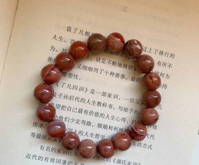 暮煙蒼蒼。天然南紅瑪瑙10.5mm手鏈闢邪祈福平安新年禮物文藝恰逢攬日閑