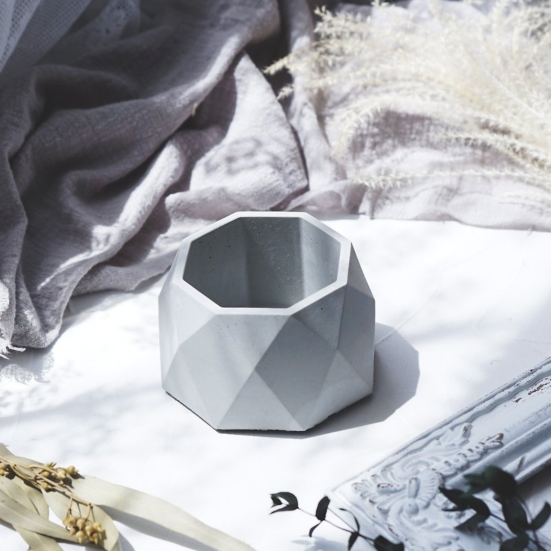 Nordic Texture Flowerpot│Cement Cement Flowerpot【Geometry】 - Pottery & Ceramics - Pottery Gray