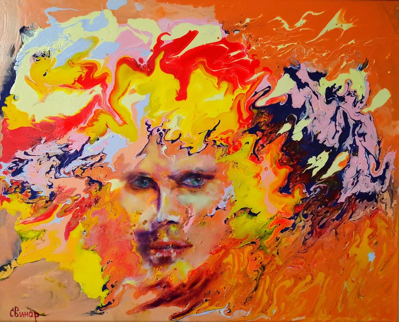 Abstract Oil Painting Woman Love Art Original Man Girl Artist Svinar Oksana - 其他 - 其他材質 多色