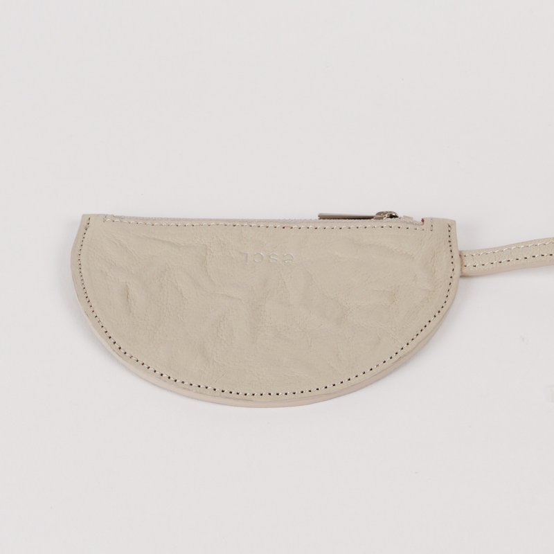 Half Moon Pouch Cream_card & coin purse - 名片夾/名片盒 - 真皮 