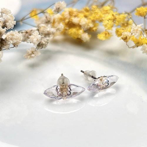 瓔珞珠寶盒 E.L.Jewelry Box 巴西水晶馬眼耳環 925純銀鍍18k金 | 天然水晶 | 送禮