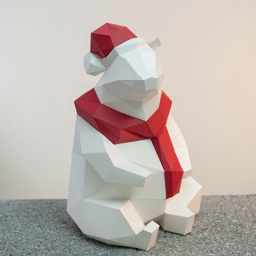 問創 Ask Creative DIY手作3D紙模型擺飾 聖誕節/小動物系列 - 聖誕北極熊