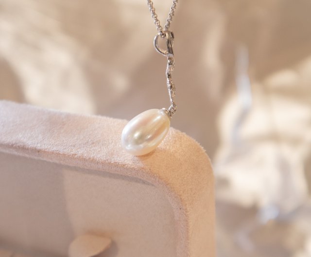 淡水真珠 ペンダントネックレス 8.5-9mm シルバー 淡水パール カットボールチェーン キュービックジルコニア 送料無料 プレゼント ギフト ご褒美 自分買い 925スターリングシルバー8.5-9mmオーバル天然淡水真珠 -レッド