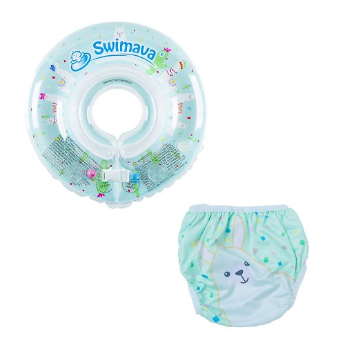 Swimava 台灣總代理 英國Swimava G1+S1 草泥馬嬰兒游泳脖圈/尿褲套裝組-標準尺寸