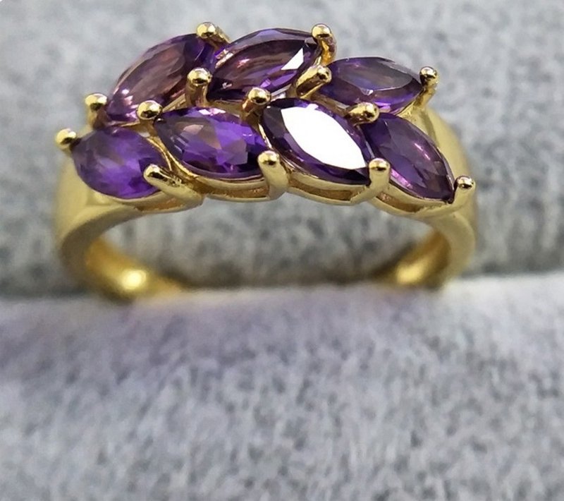 Amethyst Ring, Natural Amethyst Silver Ring, African Amethyst, Birthstone Ring - แหวนทั่วไป - เงินแท้ 