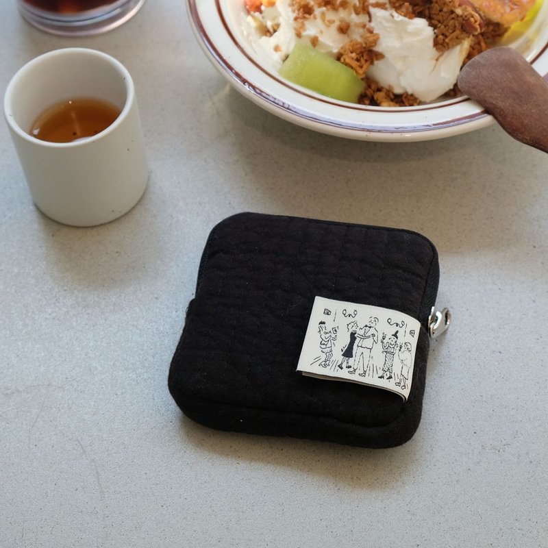 Micro Keyring Pouch (Natural Black) - 鑰匙圈/鑰匙包 - 棉．麻 黑色