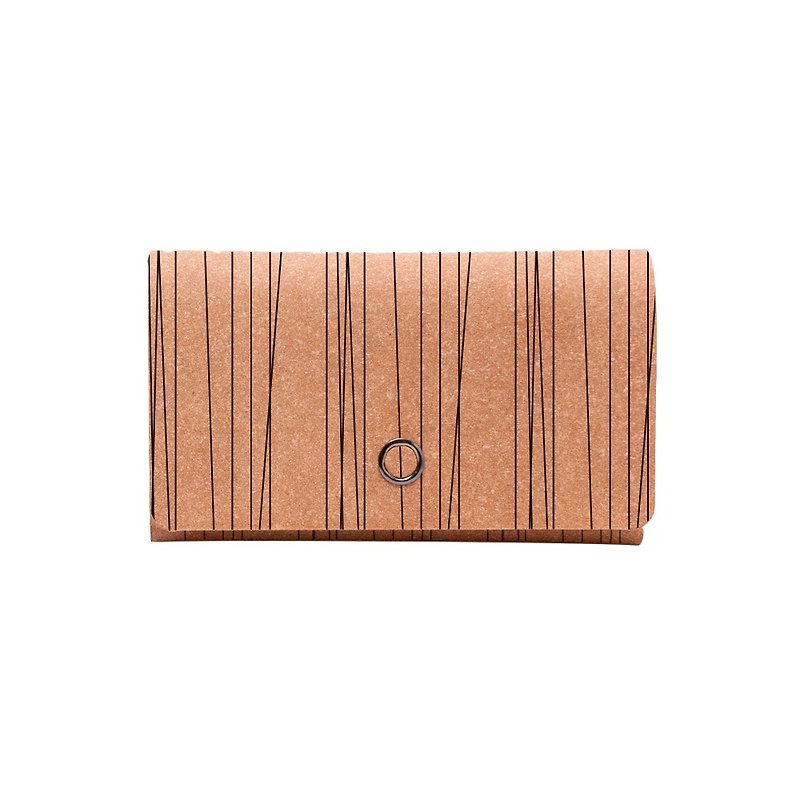 Business card-holder  Up to 60 cards【Brown x Black Stripe Pattern】 - Other - Genuine Leather Brown