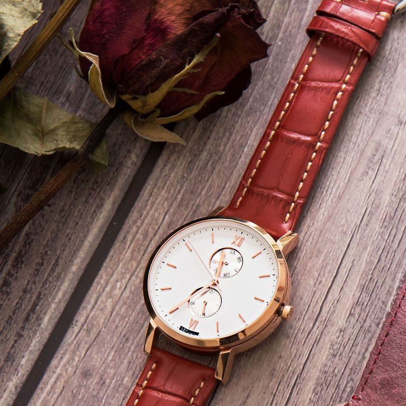 W.wear multi-function watch - White & Gold - นาฬิกาผู้หญิง - แก้ว 