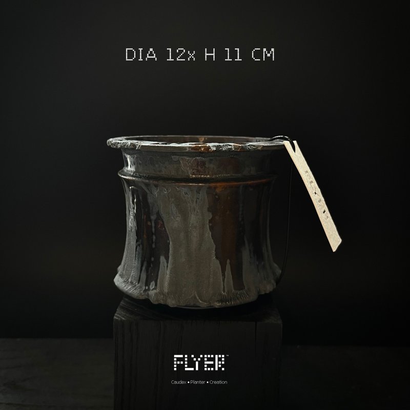 FLYER 塊根多肉植物陶盆器 龍舌蘭象牙宮象足漆樹盆器 - 花瓶/花器 - 陶 黑色