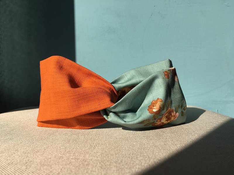 Shuangpin headband / French elegance-orange / limited - Headbands - Cotton & Hemp Orange