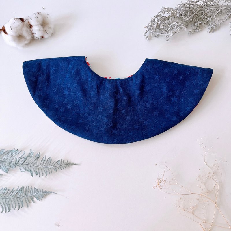 島森家 / 雙面360度貝果兜 / 滿天星 - 圍兜/口水巾 - 棉．麻 藍色