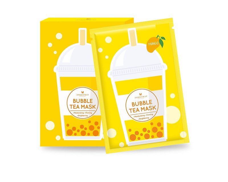珍珠奶茶面膜系列 芒果滋潤面膜 5入/盒 - 面膜/凍膜/泥膜 - 其他材質 黃色