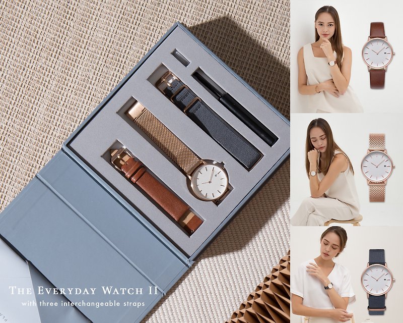 The Everyday Watch II — Rose Gold - Women's Watches - Genuine Leather Multicolor