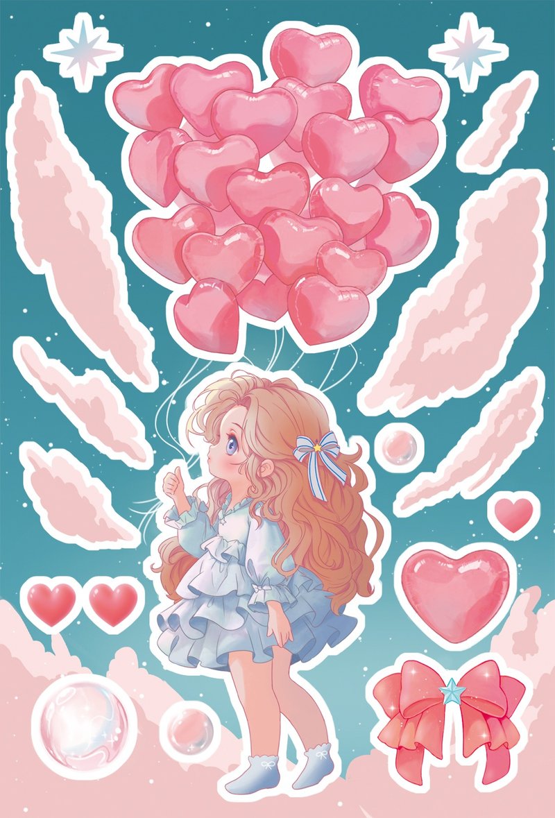 Skyballoon sticker - 貼紙 - 紙 粉紅色