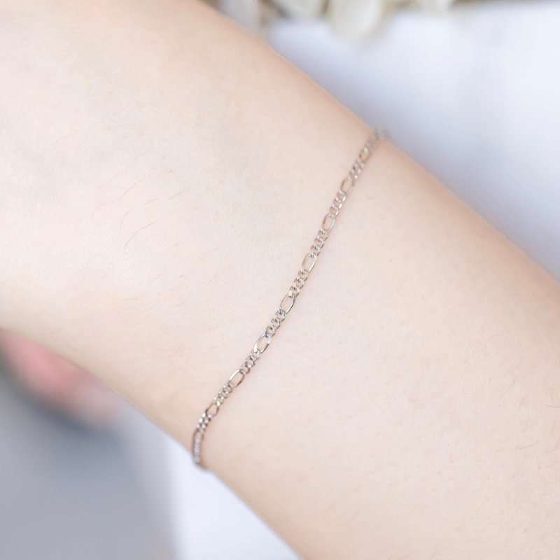 Figaro 925 sterling silver bracelet - สร้อยข้อมือ - เงินแท้ สีเงิน