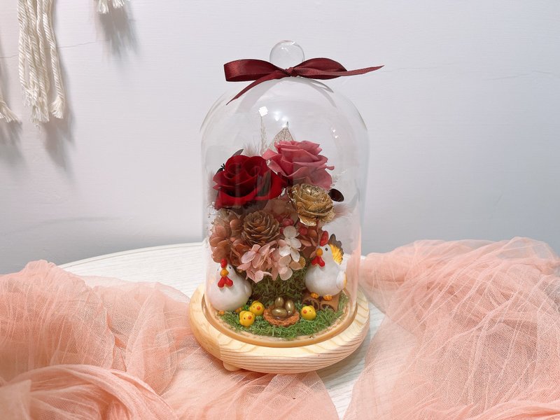 新年 幸福成家帶路雞/永生花帶路雞/入厝/結婚 - 乾燥花/永生花 - 植物．花 紅色