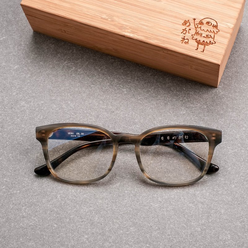 韓國 百搭基本款 方框 條紋灰 眼鏡 鏡框 - 眼鏡/眼鏡框 - 其他材質 灰色