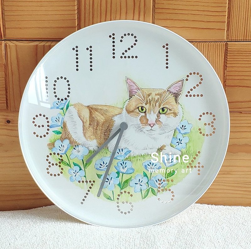 Customized hand-painted pet cat wall clock - one - Customized Portraits - Plastic 