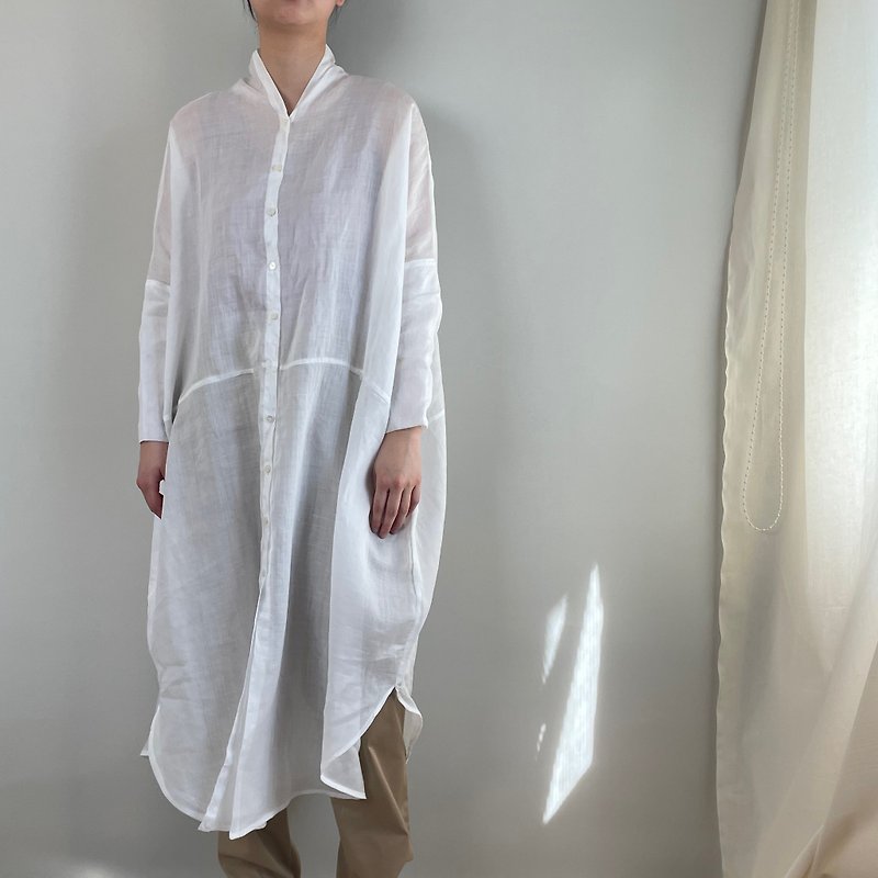 roundhem long shirt - เสื้อผู้หญิง - ผ้าฝ้าย/ผ้าลินิน 