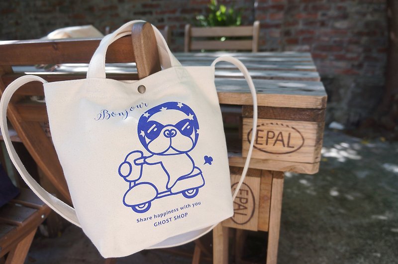 Fadou canvas bag-medium/dual-use/fubao oudoumai - Messenger Bags & Sling Bags - Cotton & Hemp White