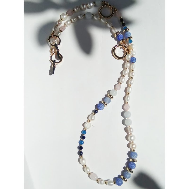 Eyeglasses and mask multifuncional Chaín  holder with natural pearls and gems Ch - 太陽眼鏡/墨鏡 - 寶石 多色