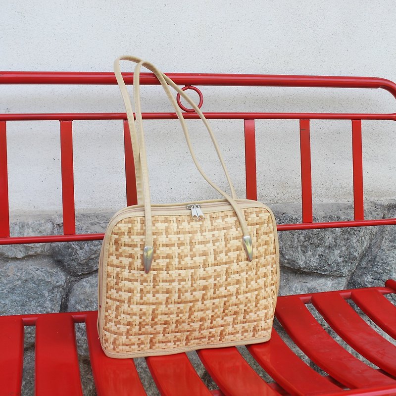 Vintage Italian woven shoulder bag (birthday gift/Christmas gift/exchange gift) - Messenger Bags & Sling Bags - Other Materials Khaki