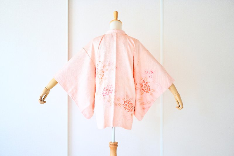 RARE/ SHIBORI kimono, Japanese silk kimono, Traditional kimono /4244 - 外套/大衣 - 絲．絹 粉紅色