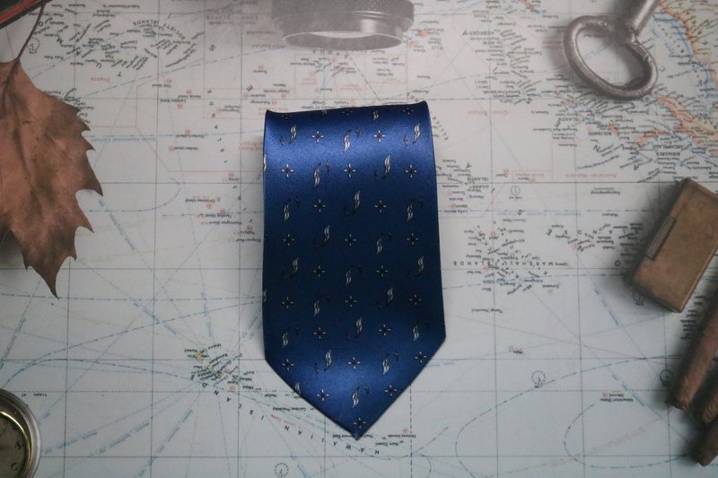 天藍色小碎花真絲領帶/百搭商務首選necktie - 領帶/領帶夾 - 絲．絹 藍色
