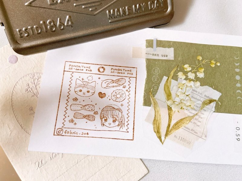 fluffyfruity 貓 療癒 文具印章 香港設計 手帳 原創 - 印章/印台 - 木頭 卡其色