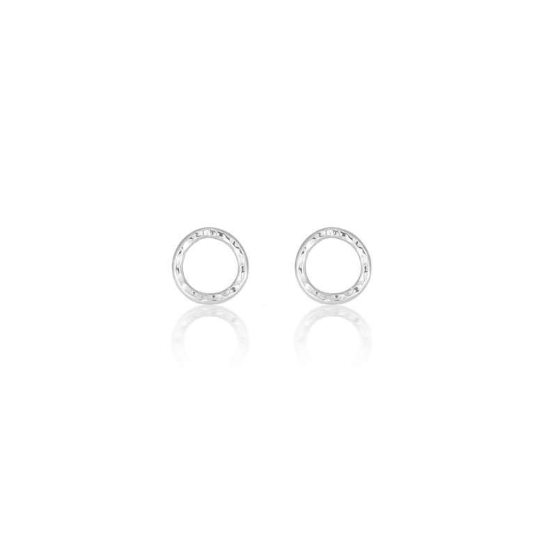 Round Silver Earrings circle shape sterling silver earrings - ต่างหู - เงินแท้ 