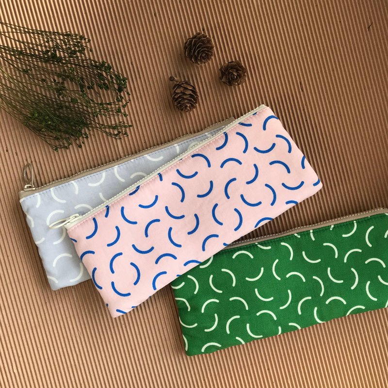 長方形的拉鍊袋 - 來一碗通心粉。abbiesee特選印花系列 - 鉛筆盒/筆袋 - 棉．麻 綠色