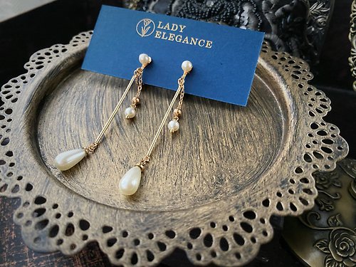 Lady Elegance 法式優雅swarovski珍珠 靜末小耳環