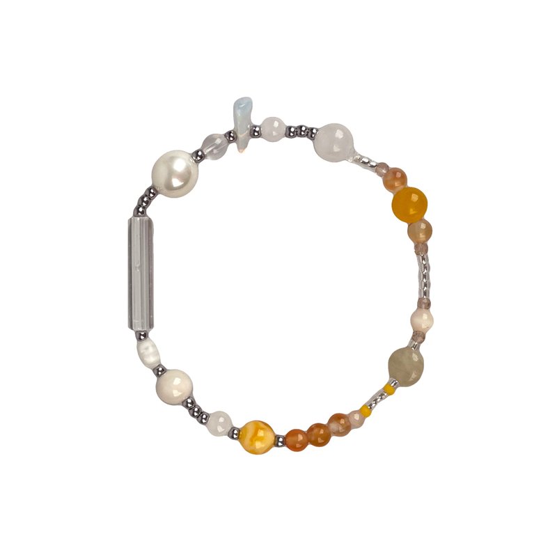 Tangerine Natural Stone Bracelet 024 - 手鍊/手環 - 寶石 橘色