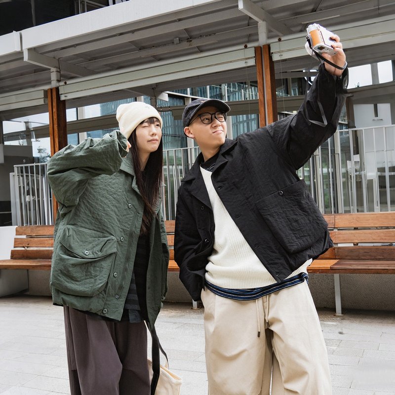 TopBasics Three Pockets Wavy Shirt Jacket - Men's Coats & Jackets - Polyester Green