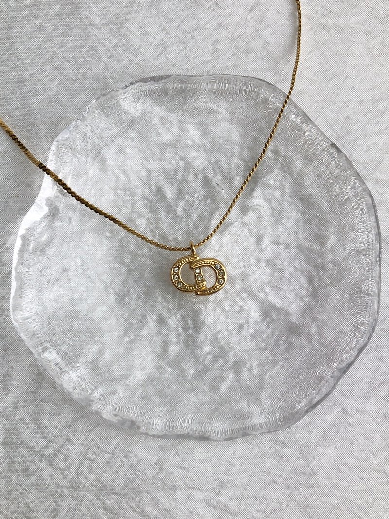 【 日本直送　名牌中古包 】Christian Dior クリスチャン ディオール ネックレス ゴールド CDロゴ ラインストーン vintage bzd654 - 項鍊 - 其他材質 金色