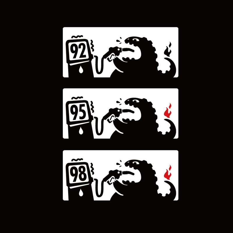 吃油怪獸 車貼 92 95 98 3M工程級反光貼紙 2*4.6公分 油箱貼紙 - 貼紙 - 防水材質 