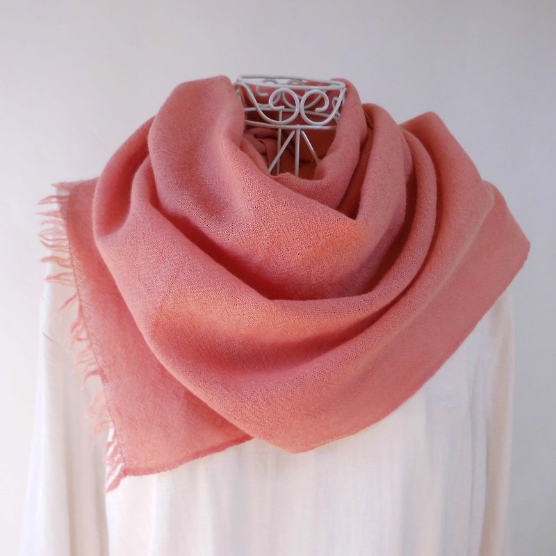 Botanical dyeing · Lustful wool · Long stall · Coral · Coral color - Knit Scarves & Wraps - Wool Orange