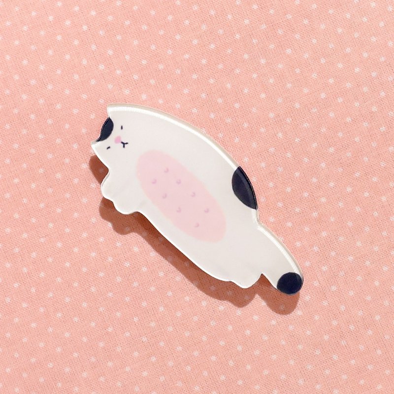 Want to be a rotten meat milk bean cat for a lifetime - thick cut pin - Badges & Pins - Acrylic Pink