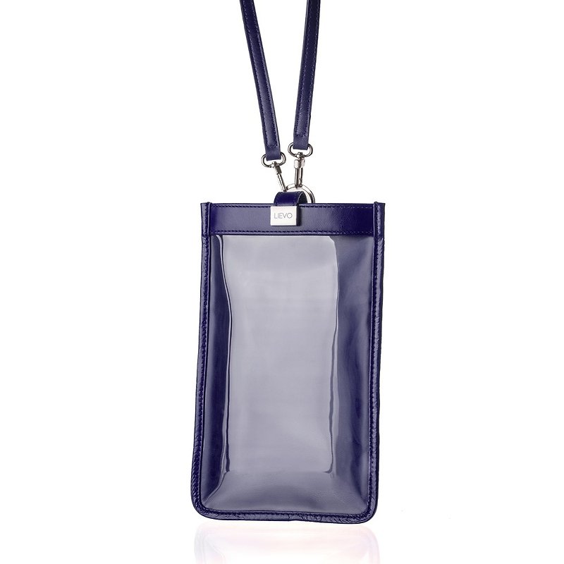 【LIEVO】TOUCH - Leather Backpack Cell Phone Passport Bag_Midnight Blue - กระเป๋าแมสเซนเจอร์ - หนังแท้ สีน้ำเงิน