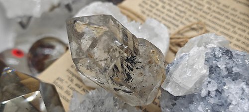zen crystal jewelry 礦石飾物設計 天然雙尖閃靈鑽|活動黑沙|能量石|冥想水晶|最佳療癒水晶