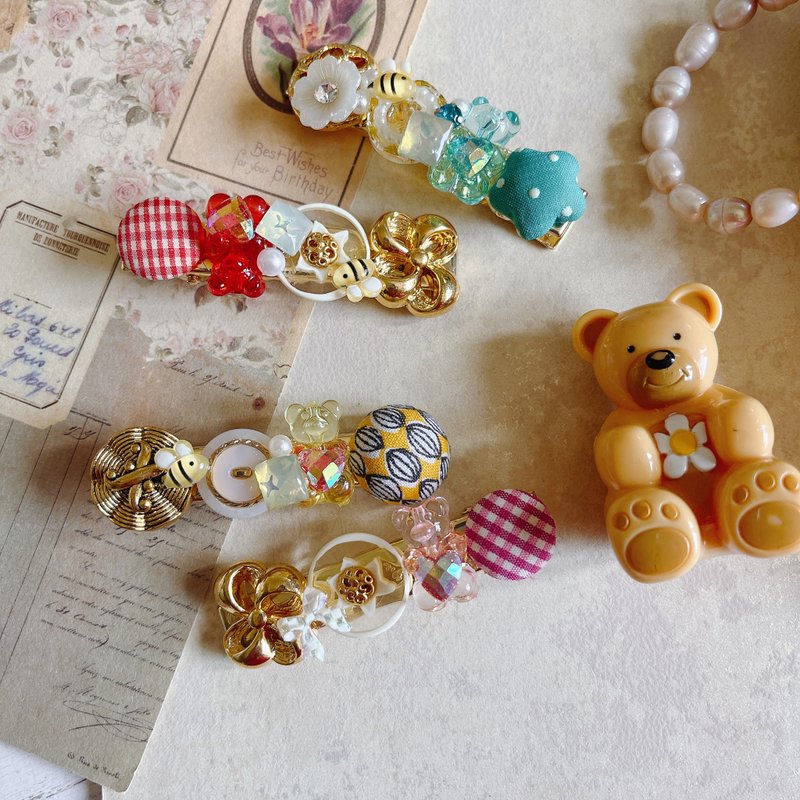 wow Handmade Bear House one-word press hair accessories - เครื่องประดับผม - โลหะ 