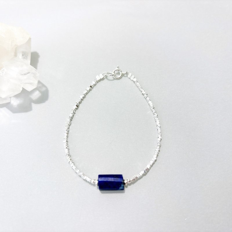 Ops Lapis lazuli Silver Bracelet-青金石/寶藍/純銀/寶石/碎銀 - 手鍊/手環 - 寶石 藍色