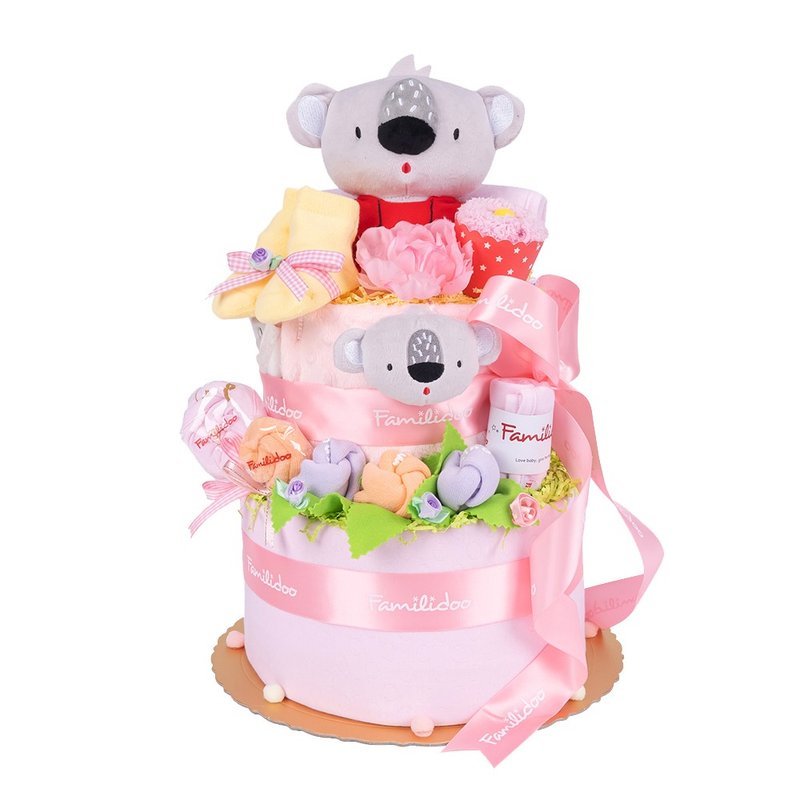 Koala Three Layer Diaper Cake Pink - Baby Gift Sets - Other Materials Pink