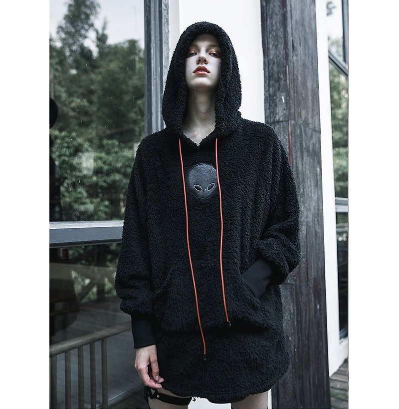 Punk interstellar witch hat long wool sweater / loose fit - Women's Sweaters - Other Materials Black