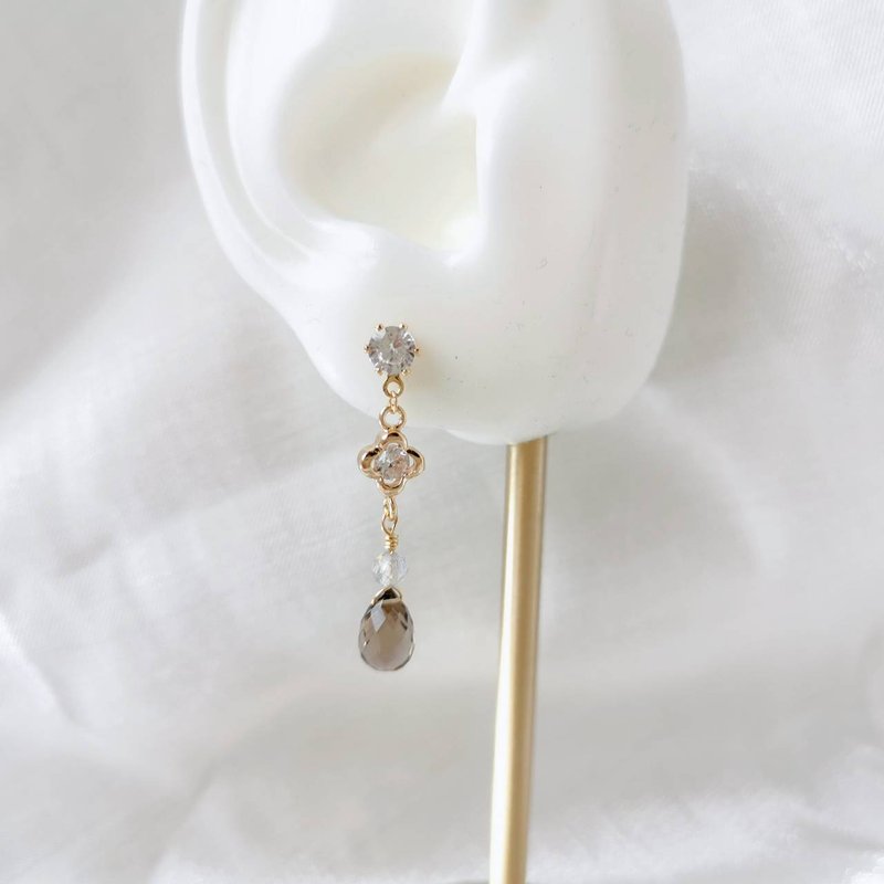 【Veverke】Jiaocha-citrine labradorite earrings jewelry natural stone - ต่างหู - เครื่องประดับพลอย สีนำ้ตาล