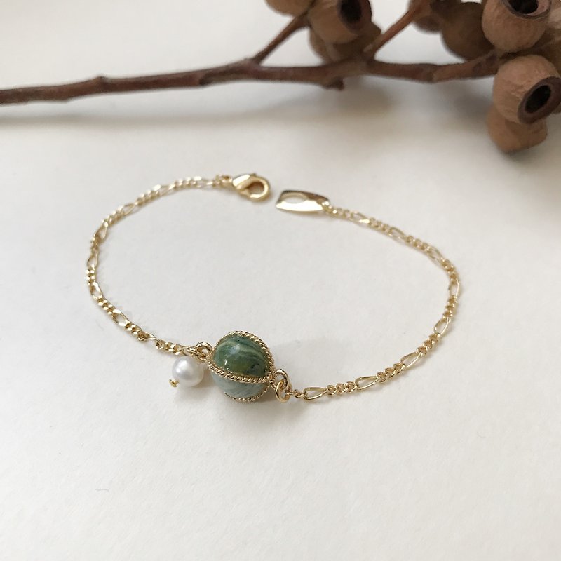 Four-color flower ball/18K gold-covered series bracelet/green gradient/ - Bracelets - Pottery Green